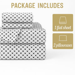 Ninja Star Double Bedsheet With 2 Pillow Covers - 90 X 100 Inches, White & Black | Soft, Breathable & Skin-Friendly Bedding For Daily Use