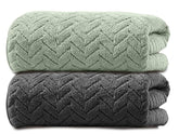 Maxoshine Microfiber Bath Towels Large Size-Super Soft Coral Fleece Bathing Towel With Hook Quick Dry Super Absorbent-Bath Towel For Men & Women (Green/Grey) Pack Of 2