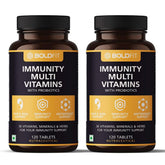 Boldfit Multivitamin For Men & Women With Probiotics Vitamin C, E, Zinc - For Immunity, Biotin, Healthy Hair, Skin & Nails | 120 Tablets , 250gm 0.5lbs , Each Pack Of 2