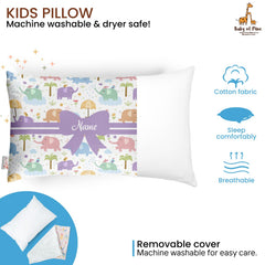 Personalized Pillow For Kids, Super Soft Cotton Kids Cushion - 12 X 18 Inches | Custom Name, For 5 Years Old Kids, Adorable Prints | For Head, Neck Support Baby Pillow - Pillow 07