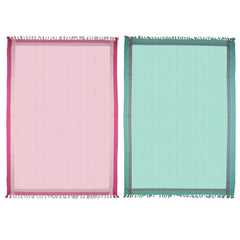 Athom Trendz Living Light Weight Cotton Premium Waffle Border Bath Towel 480 Gsm | Pack Of 2 (Multi10)