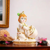 Lord Krishna Idol, Handcrafted White Laddu Gopal Murti, Resin, Idol - 4 Inch, Little Krishna Idol, All Occasions