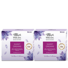 TGL Co. Sweet Dreams Herbal Tea - Pack Of 2 X 32gm, 1.1 Ounce Each, 32 Pyramid Tea Bags | Improve Sleep & Relieve Stress - Aids Digestion, Anti-Inflammatory | Caffeine Free