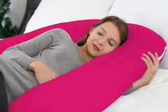Premium Multipurpose Microfiber Pregnancy Pillow For Pregnant Women - Hot Pink | 100% Cotton, Zippered Cover, Lightweight, Removable Cover, Full Body Pillow, Soft Pillow - Pack Of 1