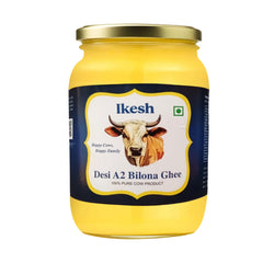Organic A2 Bilona Cow Desi Ghee By Ikesh | High In Protein Fiber Healthy Desi Bilona Method Ghee Perfect For Heart Health | (500ml) 16.9 Ounce | Jar Pack