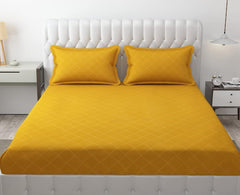 Check Yellow Bedsheet For King Size With 2 Pillow Cover (90 X 95 Inches) | Softer & Durable For All Season | Ideal For Daily Use Home Bedsheet