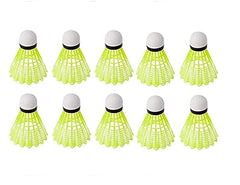 Spiro Badminton Nylon Shuttlecock , With A Unique Hybrid Base Cork | Green , Pack Of 10 , Playing Level - Beginner