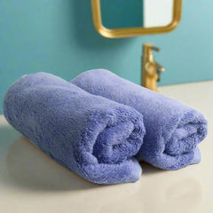 Heelium Bamboo Hand Towel 600 Gsm | Ultra Absorbent & Anti-Bacterial 3x Softer Than Cotton Towels | Pack Of 2 - Iris
