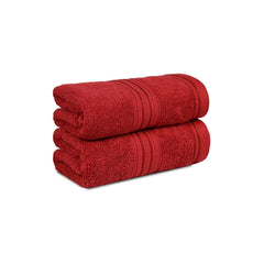 Hanorix 100% Cotton Large Size Bath Towel 900 Gsm | Soft Bath Towel For Men & Women Ultra Absorbent Cotton Towel Soft & Absorbent Towel (Red) - Pack Of 2