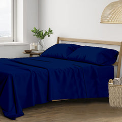 100% Cotton Plain King Size Bedsheet With 2 Pillow Covers | 108 X 108 Inches, Dark Blue | Breathable & Skin Friendly - Soft & Durable For Everyday Use & Bedroom