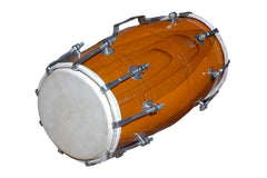 Handmade Wood Dholak Nut N Bolt - Brown | Perfectly Symmetric Round Dholak - Dholak For Festival, Wedding, Satsang | Very Easy To Tune