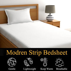 Glace Cotton 1 Single Bedsheet With 1 Pillow Cover - 60 X 90 Inches, White | Comfort Fabric Bedsheet Home, Hotel & Guest House