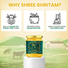 100% Natural Bilona Cultured Indigenous Cow Ghee By Shree Ghritam | Good Source Of Healthy & Nutritious Desi Cow Ghee | (250ml) 8.4 Ounce | Jar Pack