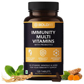 Boldfit Multivitamin For Men & Women With Probiotics Vitamin C, E, Zinc - For Immunity, Biotin, Healthy Hair, Skin & Nails | 120 Tablets , 250gm 0.5lbs