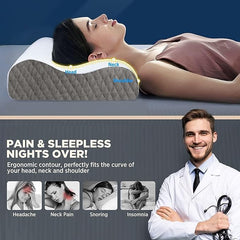 Orthopedic Memory Foam Pillow, Cooling Gel Pillow, White & Grey, Standard Size - Sf 1 | Neck & Back Support, Pillow For Sleeping, Bed Pillow | Comfortable, Adjustable, Soft Pillow