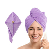 Maxoshine Hair Towel Wrap For Women-Quick Drying Microfiber Towel For Hair With Elastic Loop For Tying-Super Absorbent Head Towels (Purple)