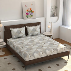 Printed Double Bedsheet With 2 Pillow Covers - 96 X 89 Inches, Grey | Ideal For Daily Use, Bedroom Decor & Gifting | Resistant All-Season Bedsheet