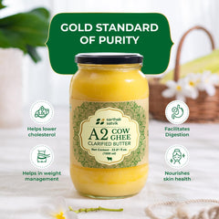 100% Natural A2 Cow Ghee Desi By Sarthak Satvik | Nutrient Rich Ghee Made With Traditional Binola Method Good For Health | (1 Litre) 33.8 Ounce | Jar Pack
