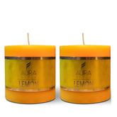 LEMON FRAGRANCE PILLAR CANDLE 2.5INCH PACK OF 2 | HOME DĆCOR CANDLE