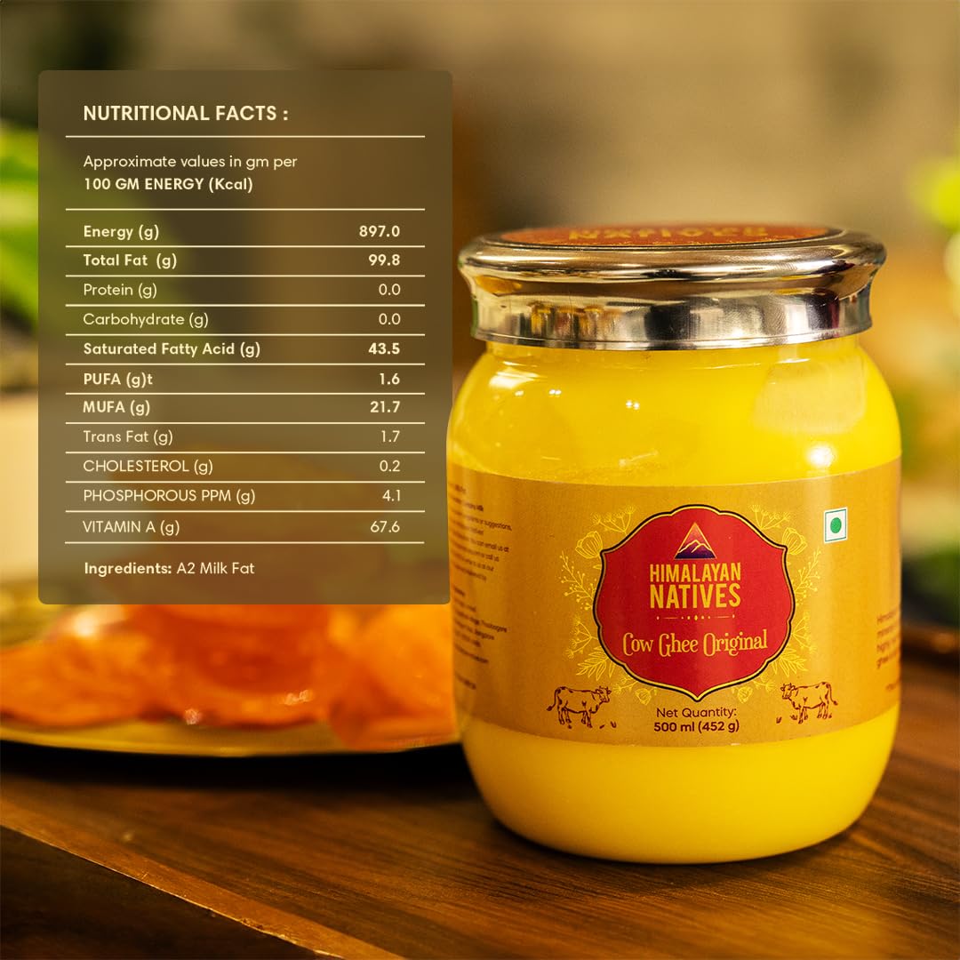 Organic Cow Ghee Original By Himalayan Natives | Highly Nutritious Helps Keep Your Boost Immunity & Energy Desi Cow Ghee | (500ml) 16.9 Ounce | Jar Pack Organic Cow Ghee Original By Himalayan Natives | Highly Nutritious Helps Keep Your Boost Immunity & Energy Desi Cow Ghee | (500ml) 16.9 Ounce | Jar Pack