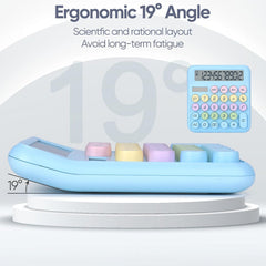 Desktop Calculator, Powered By Batteries (Included) 12 Digit Large LCD Display, Big Buttons Easy To Press, Automatic Sleep, For Office, School, Home. (Blue)