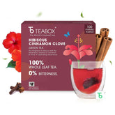 Teabox Hibiscus Cinnamon Clove Green Tea - 100 Pyramid Tea Bags | Natural Hibiscus, Cinnamon & Clove - Antioxidant Rich, Improves Immunity | Low Caffeine, 0% Bitterness