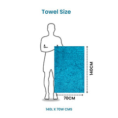 Akiko Home 100% Cotton Essential Series Bath Towel 400 Gsm | Soft, Absorbent, Quick Dry & Durable, Large Size Towel Pack Of 2 (Teal)