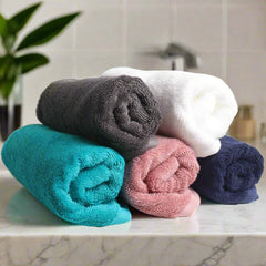 Heelium Bamboo Hand Towel 1000 Gsm | Ultra Absorbent & Anti-Bacterial 3x Softer Than Cotton Towels Pack Of 5 - Peach, Blue, Grey, Teal & White