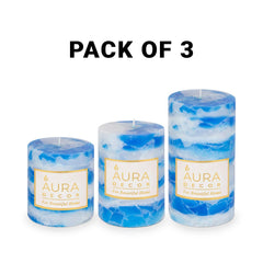 SEA BREEZE CHUNK FRAGRANCE PILLAR CANDLE SET OF 3 | PERFECT GIFT SET CANDLES