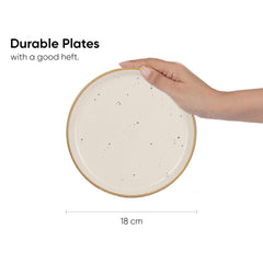 Ceramic Quarter Plates Set Of 6, Teal Ivory | Ceramic Snack Plates - Snacks Plates Set | Dessert Plates, Snack Plate - Small Plates With Glossy Finish | Microwave Safe & Chip Resistant
