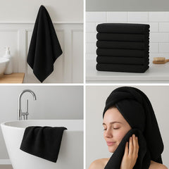 Bless Berries Soft Comfort 100% Cotton Bath Towel 1000 Gsm | Large Size Bathroom Towel For Men & Women (Black) - Pack Of 2