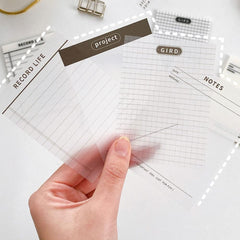 Transparent Sticky Notes, Clear Waterproof Self Adhesive, Memo Pads Record Life, Ruled, 50 Sheets