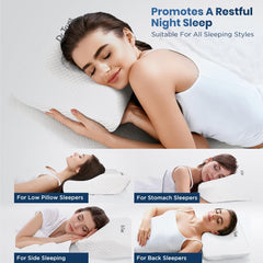 Cervical Sleeping Pillow For Spondylitis, Back & Neck Pain Relief, Size - Small | Memory Foam Contour Pillow, Removable Cover, Supports Back, Side, Stomach Sleepers, Anti-Snoring