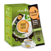 Chaizup Premium 1 Min Instant Cardamom Tea Premix - 10 Sachets, 140gm, 4.9 Ounce | Just Add Hot Water - Assam Elaichi Chai Powder | Low Caffeine Home Like Tea