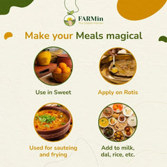 Pure Premium A2 Gir Cow Ghee By Farmin | Traditional Curd Churned Pure Desi Ghee Good For Cooking | (500ml) 16.9 Ounce | Jar Pack