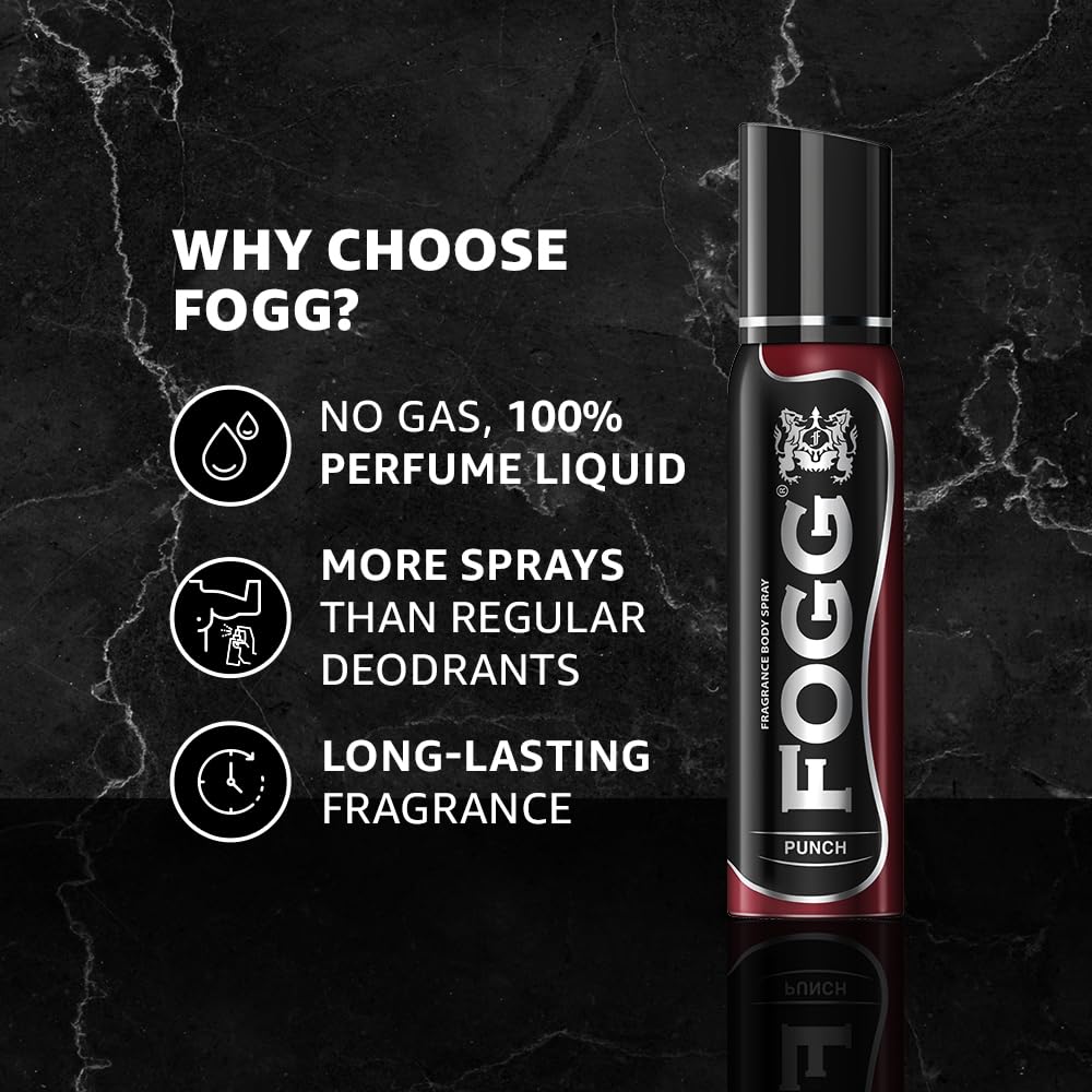 Fogg Punch No Gas Deodorant For Men | Long-lasting Perfume Body Spray 150 Ml 5 Fl.oz. Fogg Punch No Gas Deodorant For Men | Long-lasting Perfume Body Spray 150 Ml 5 Fl.oz.