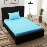 Striped Single Bedsheet With 1 Pillow Cover 60 X 90 Inches, Aqua | Comfortable & Durable | Elegant Printed Bedding Set For Daily Use