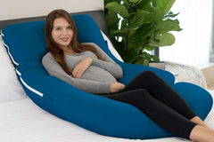 Premium Multipurpose Microfiber Pregnancy Pillow For Pregnant Women - Sea Blue | Cotton Pillow, Zippered Cover, Lightweight, Removable Cover, Full Body Pillow, Soft Pillow - Pack Of 1