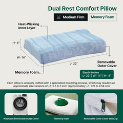 Cervical Orthopedic Memory Foam Bed Pillow For Sleeping, Neck Pain Relief - 23 L X 14 W X 4 H Inch | Extra Neck Support & Removable Cover, Eco-Friendly - Adjustable Pillow