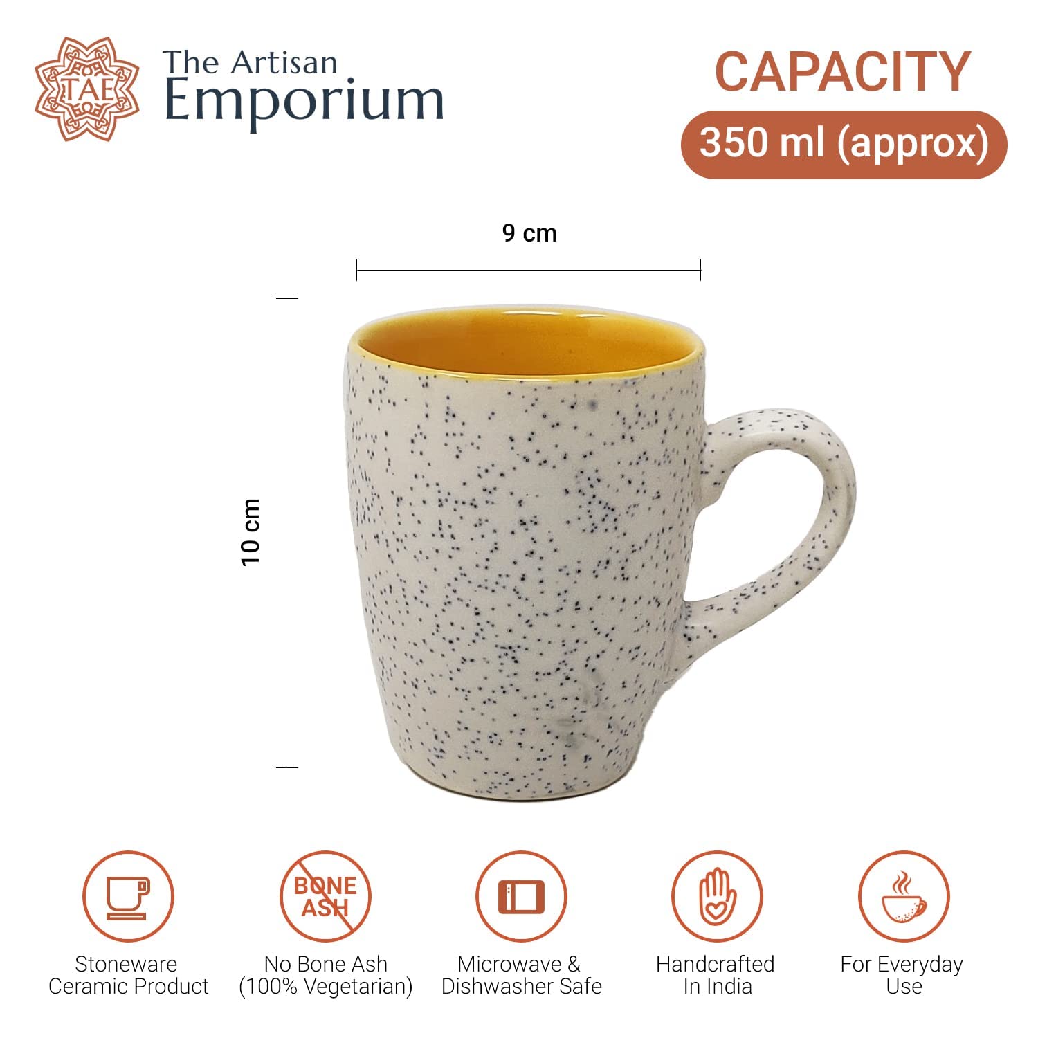 Handcrafted White Spotted Matte Finish Ceramic Coffee Mug Set Of 2 - 300ml Each | Ceramic Mugs For Coffee, Tea, Milk - Microwave Safe & Dishwasher Safe Handcrafted White Spotted Matte Finish Ceramic Coffee Mug Set Of 2 - 300ml Each | Ceramic Mugs For Coffee, Tea, Milk - Microwave Safe & Dishwasher Safe