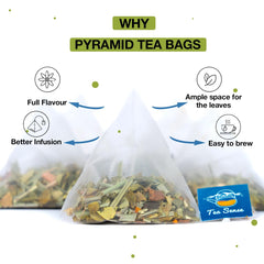 Tea Sense Lemongrass Masala Chai - 15 Pyramid Tea Bags | Assam CTC, Ginger, Cardamom, Clove, Cinnamon, Nutmeg, Black Pepper - Aromatic Chai Patti, High Caffeine | Zesty Spicy Blend