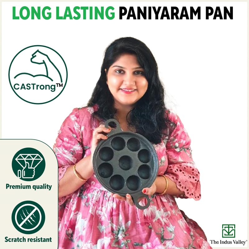 Super Smooth Black Cast Iron Paniyaram Pan - Small, 9 Pit, 8.2 Inch, 20.8 Cm, 2.7 Kg | Induction Friendly - Nonstick, Pre-Seasoned, 100% Pure & Toxin-Free, No Chemical Coating Super Smooth Black Cast Iron Paniyaram Pan - Small, 9 Pit, 8.2 Inch, 20.8 Cm, 2.7 Kg | Induction Friendly - Nonstick, Pre-Seasoned, 100% Pure & Toxin-Free, No Chemical Coating