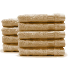 Mush 100% Bamboo Face Towel 500 Gsm | Ultra Soft, Absorbent, & Quick Dry Towels For Facewash, Gym, Travel | Suitable For Sensitive/Acne Prone Skin - Pack Of 9 (Khaki)