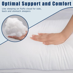 Bed Pillows For Sleeping, Queen Size Pillows, Down Alternative Filling, White | Pillow For Back, Stomach & Side Sleepers Grey, Comfortable-Durable | Luxury Fabric, Machine Washable - Set Of 2