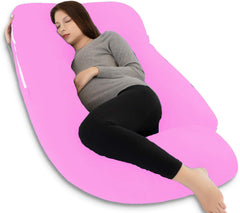 Premium Multipurpose Microfiber Pregnancy Pillow For Pregnant Women - Baby Pink | 100% Cotton, Zippered Cover, Lightweight, Removable Cover, Full Body Pillow, Soft Pillow - Pack Of 1