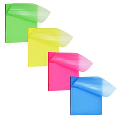 4 Colors Transparent Aesthetic Sticky Notes, Self Adhesive Sticky Note Pad, Memo Pads - 4 Pcs