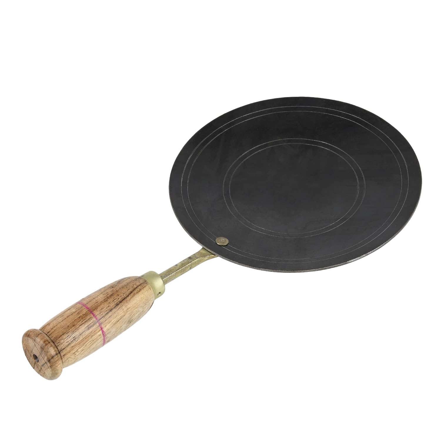 Iron Double Fitted Knob Handmade Tawa With Wooden Handle 9.5 Inch | Loha Tawa For Chapati, Roti - Gas Stovetop Compatible Iron Double Fitted Knob Handmade Tawa With Wooden Handle 9.5 Inch | Loha Tawa For Chapati, Roti - Gas Stovetop Compatible