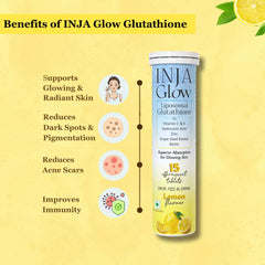 Inja Glow Liposomal Glutathione + Vitamin C & E, 4x Effective, Hyaluronic Acid Zinc, Grape Seed Extract For Enhances Skin Glow, Reduces Dark Spots | 15 Tablets, Lemon Flavour , 50gm 0.1lbs