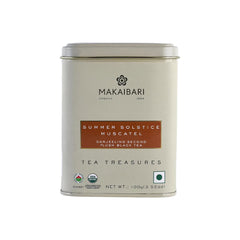 Makaibari Tea Treasures Summer Solstice Muscatel Black Tea - 100gm Tin Caddy, 3.5 Ounce | USDA Certified Premium Second Flush Whole Leaf Black Tea - Low Caffeine Loose Leaves