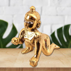 Laddu Gopal Statue, Bal Gopal Thakur Ji Idol, Gold, Brass, Small Size - No.1, 2, Antique Look, For Home, Tample, Mandir, Pooja Ghar, Best Gifts | Janmashtami Specials Statue